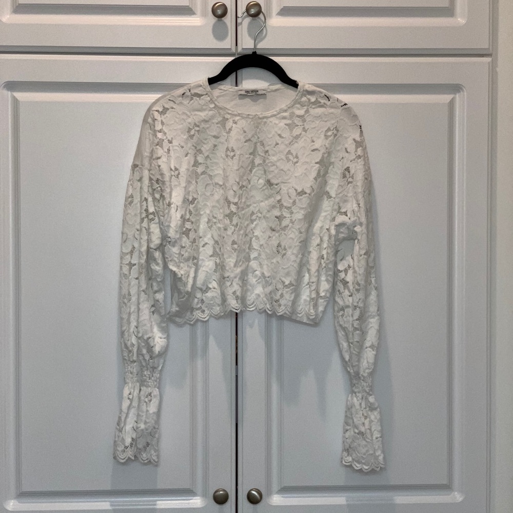 White Floral Crop Top